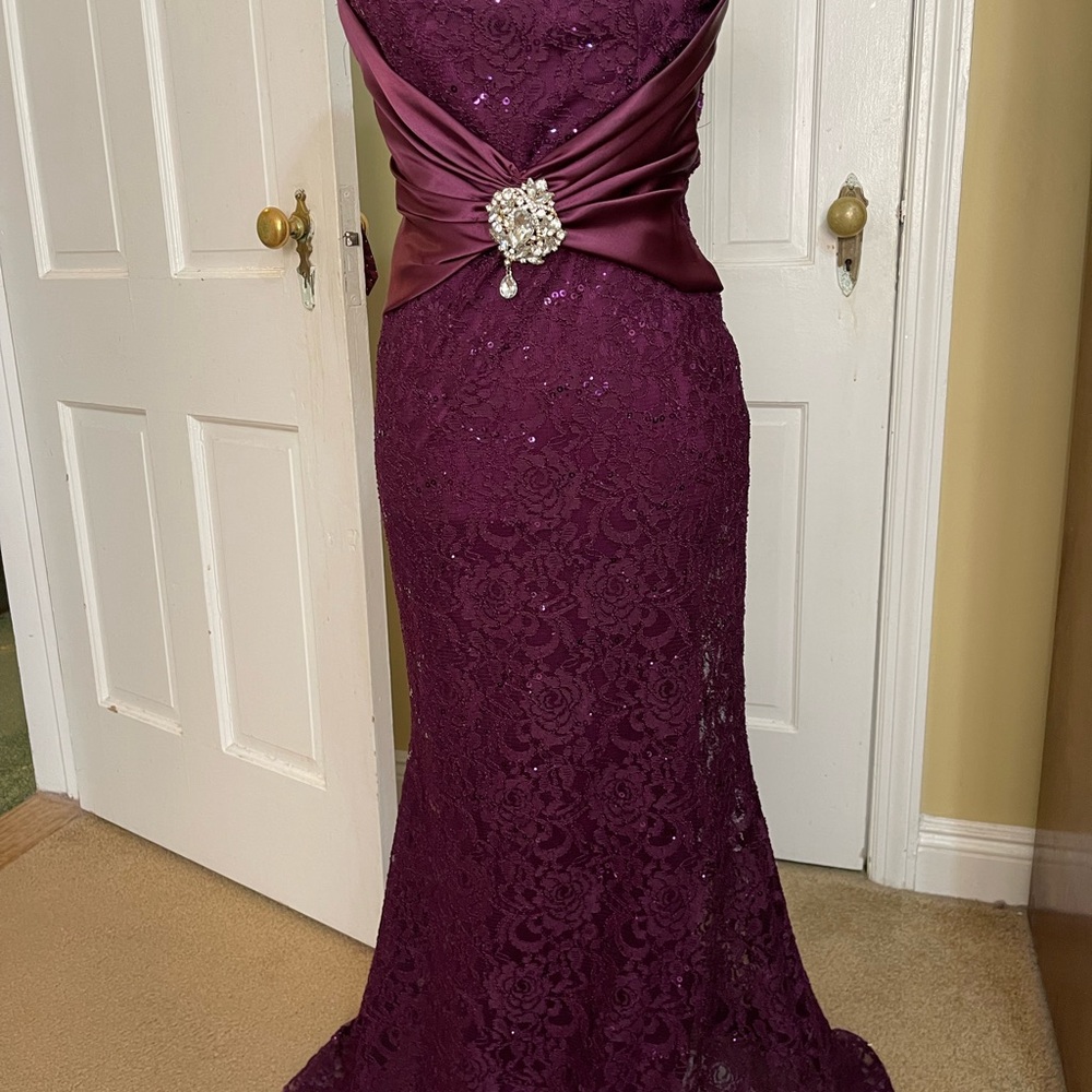 Elegant Purple Lace Evening Gown